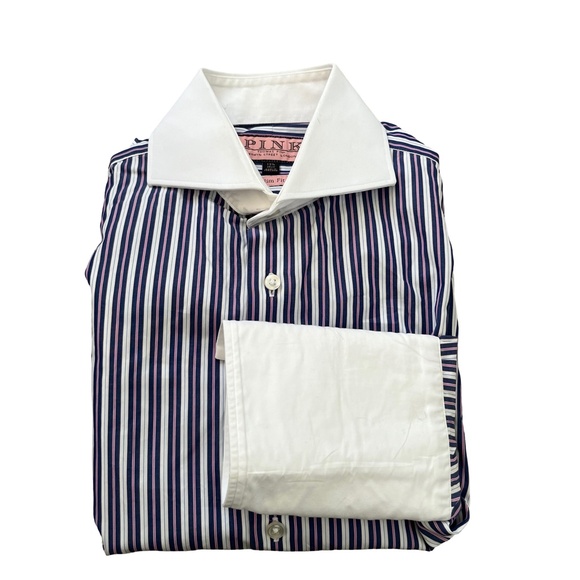 Thomas Pink Other - Thomas Pink Stripe Navy Pink French Cuffs Dress Shirt 15.5